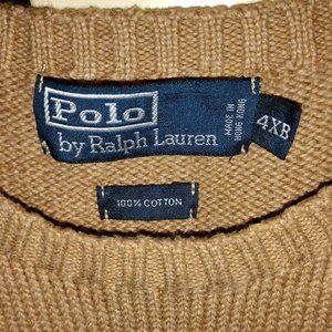 Polo by Ralph Lauren 100% Cotton Light Brown Crew Neck Sweater 4XB